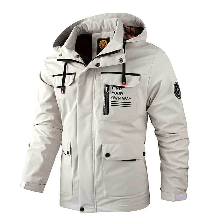 Men’s Casual Hooded Jacket – Warm, Windproof & Multi-Pocket