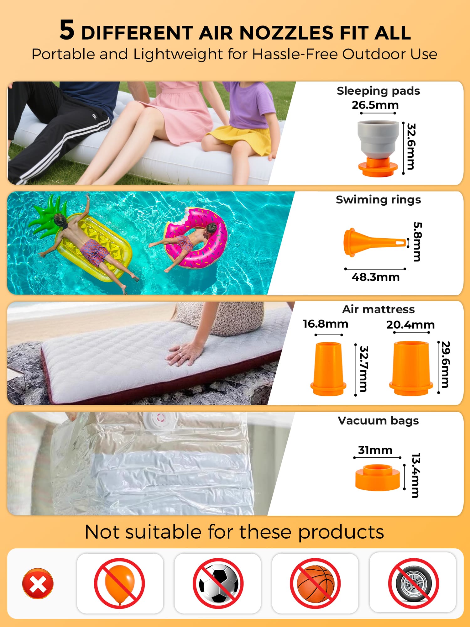 Qunature Mini Electric Air Pump for Camping & Outdoor Gear