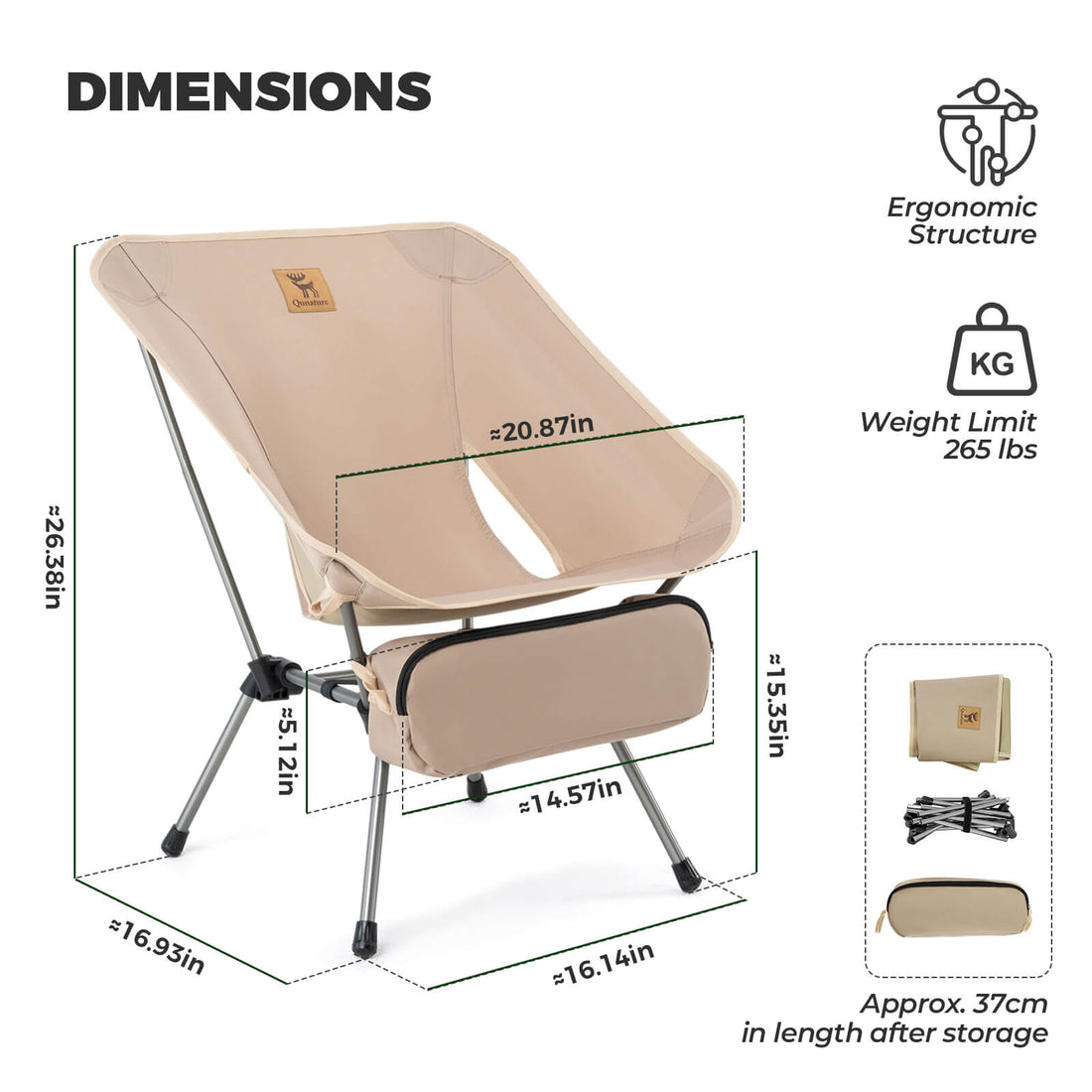 Lightweight Folding Camp Chair with Storage Bag