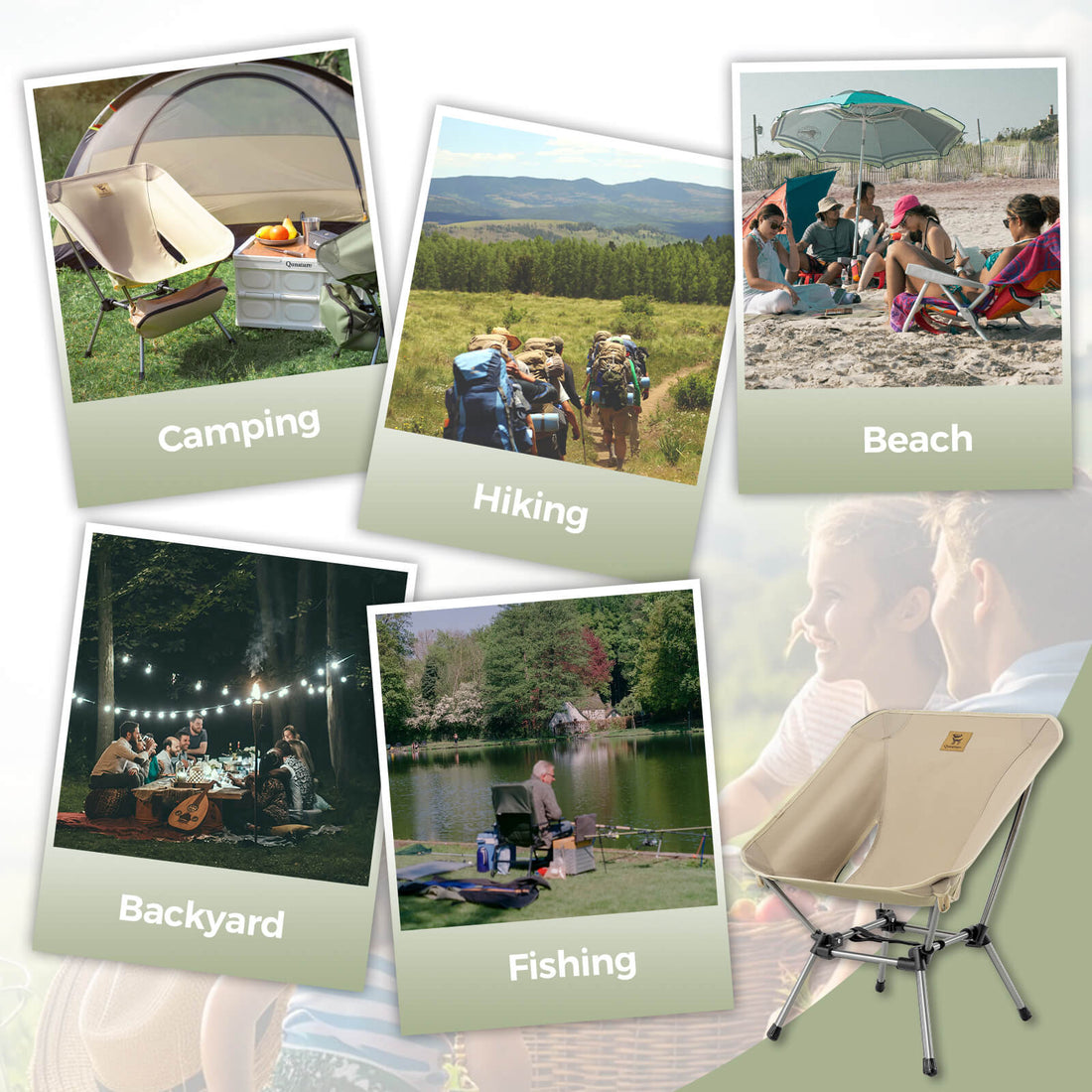 Lightweight Folding Camp Chair with Storage Bag