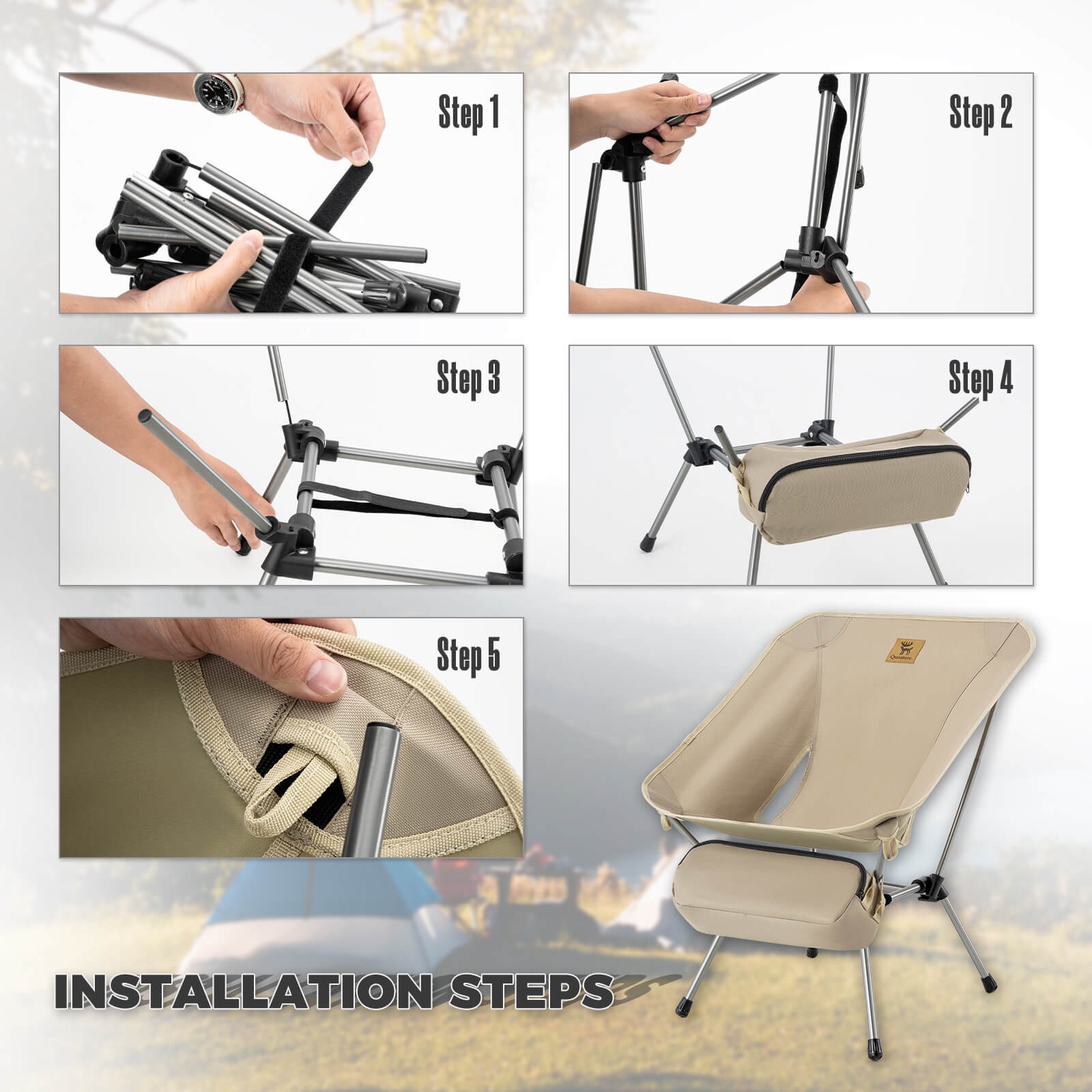 Lightweight Folding Camp Chair with Storage Bag