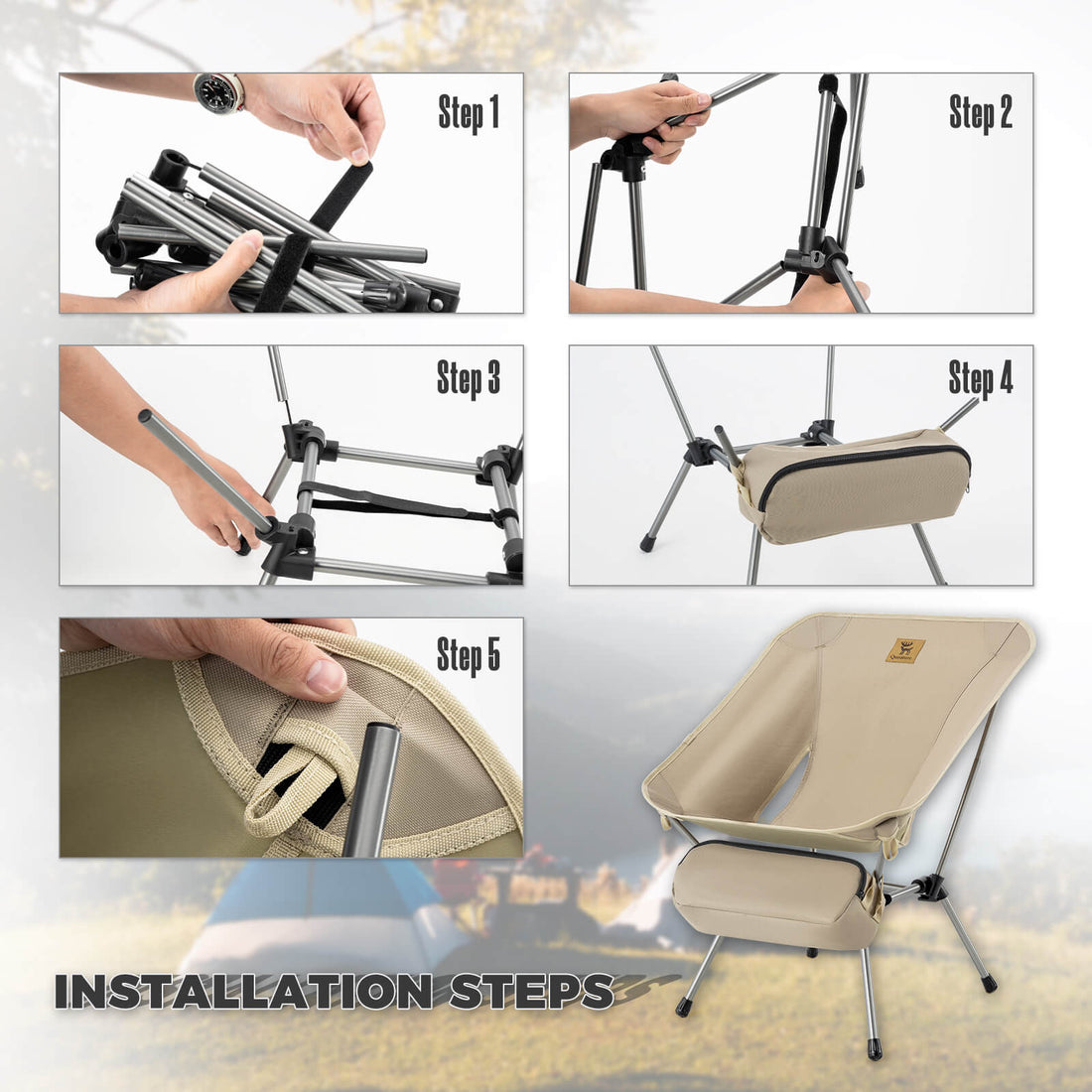 Lightweight Folding Camp Chair with Storage Bag