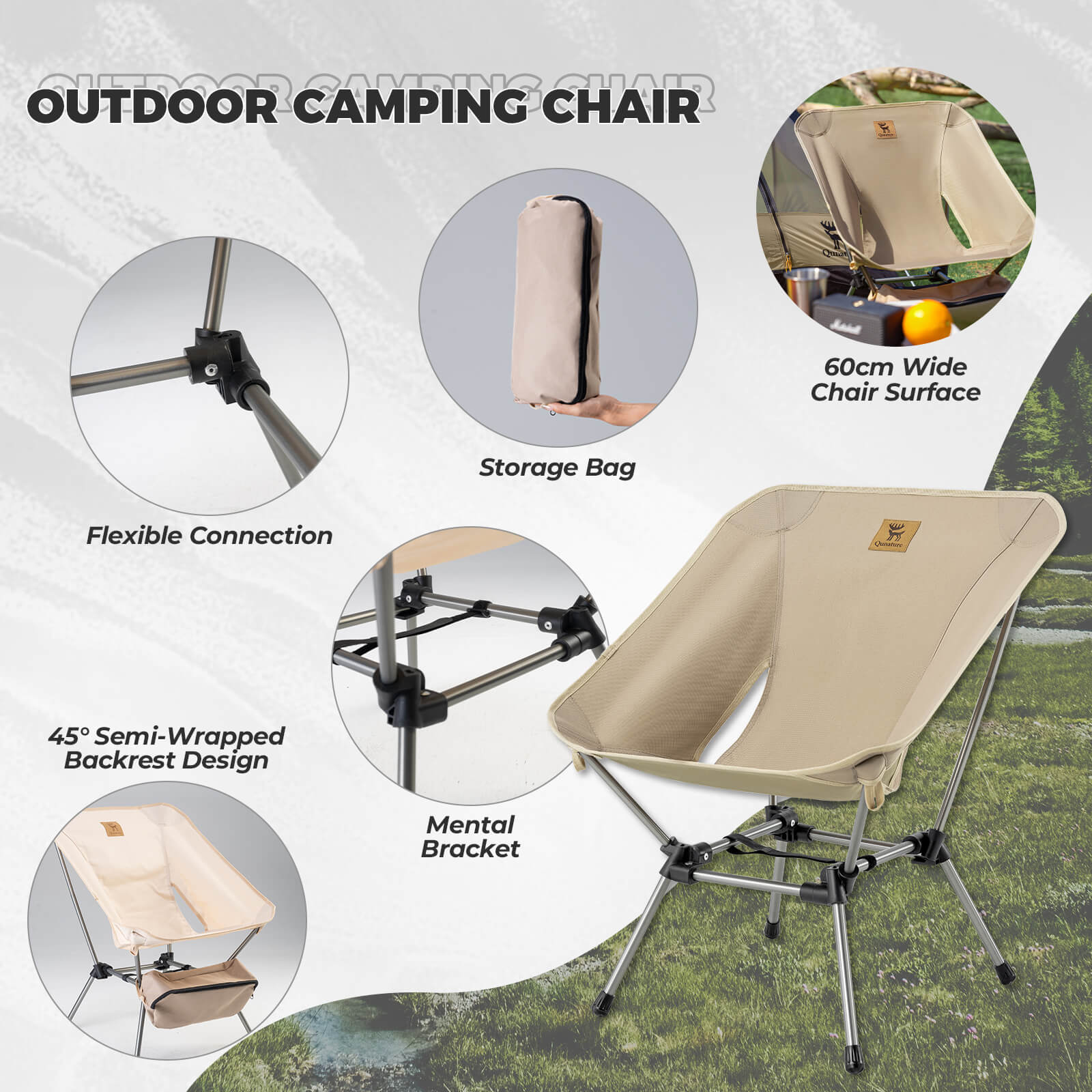 Lightweight Folding Camp Chair with Storage Bag