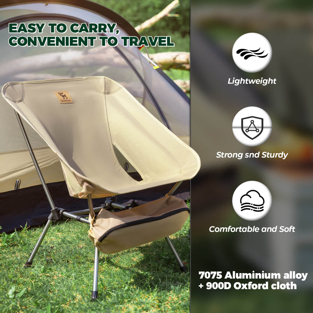 Lightweight Folding Camp Chair with Storage Bag